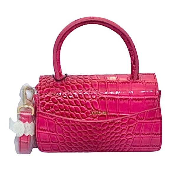 Jason Wu glossy patent pink faux croc embossed mini top handle crossbody bag new - Picture 6 of 8